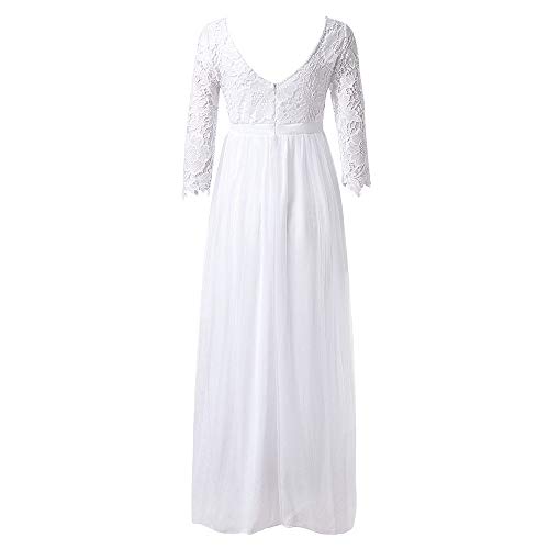 Vestidos Largo Mujer de Novia POLP Elegantes Tallas Grandes Vestidos,Fiesta Falda Espalda Abierta Vestido de Encaje Vestido Cintura Alta Mujer Vestidos de Fiesta