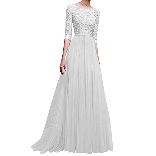 Vestidos Largo Mujer de Novia POLP Elegantes Tallas Grandes Vestidos,Fiesta Falda Espalda Abierta Vestido de Encaje Vestido Cintura Alta Mujer Vestidos de Fiesta