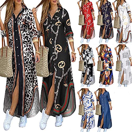 Vestidos Mujer Casual Playa Largos Verano Botón Vestido Boho Hendidura Larga Maxi Vestido Playeros