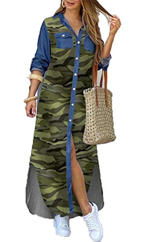 Vestidos Mujer Casual Playa Largos Verano Botón Vestido Boho Hendidura Larga Maxi Vestido Playeros