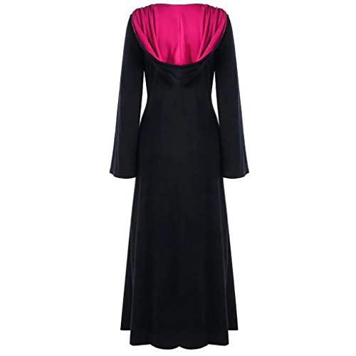 Vestidos Mujer Medieval Gótico Vestidos Coctel Largo Vintage Retro Manga Larga Vestidos de Vestir Fiesta Elegante Mujer Corte Halloween Vestido de Noche Capa Vestidos con Capucha Cosplay vpass