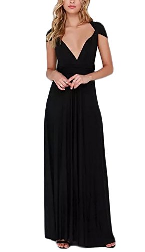Vestidos Mujer Vestidos De Fiesta Largos Verano Sin Mangas Hombro Descubierto Espalda Descubierta Bandage Moda Vestido Coctel Vestido De Fiesta Largo Dresses Señoras (Color : Negro, Size : M)