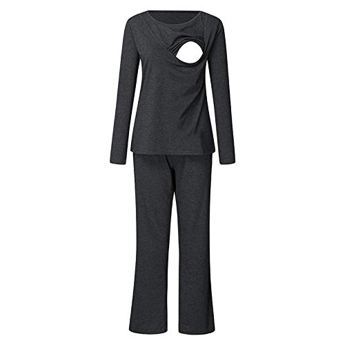 Vestidos para Premamá Vestidos De Maternidad Pijama De Maternidad De Algodón De Manga Larga para Lactantes Conjuntos De Ropa De Hogar para Mujeres Embarazadas Trajes De Lactancia Materna-Dar