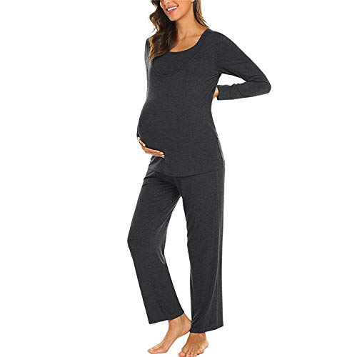 Vestidos para Premamá Vestidos De Maternidad Pijama De Maternidad De Algodón De Manga Larga para Lactantes Conjuntos De Ropa De Hogar para Mujeres Embarazadas Trajes De Lactancia Materna-Dar