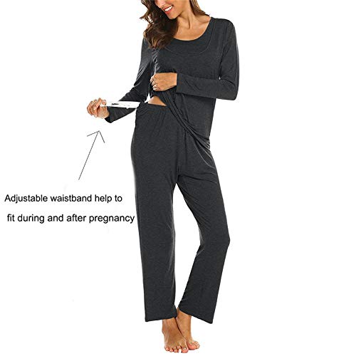 Vestidos para Premamá Vestidos De Maternidad Pijama De Maternidad De Algodón De Manga Larga para Lactantes Conjuntos De Ropa De Hogar para Mujeres Embarazadas Trajes De Lactancia Materna-Dar