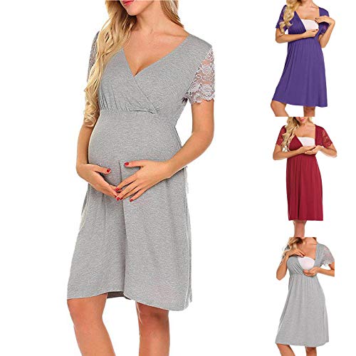 Vestidos Premama Verano SHOBDW Moda 2019 Vestidos Mujer Verano Impresión de Dibujos Animados Pijamas Mujer Tallas Grandes Ropa Premamá Cómoda Vestido de Maternidad de Fiesta (XXL, Azul 2)