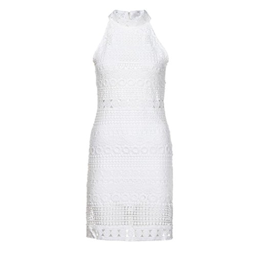 Vestidos Sexy Elegante Mujer Verano 2018,Sonnena Las Mujeres Flor Vintage Print Elegante Vestido de lápiz sin Mangas Vestido S/M/L/XL Casual Slim Vestido de Citas Fiesta Verano (M, Blanco-2)