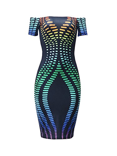 Vestidos Verano Mujer Elegante Barco Cuello Manga Corta Sin Tirantes Espalda Sencillos Especial Abierta Skinny Vestido Moda Casual Slim Fit Fiesta Midi Dress Estilo (Color : Negro, Size : SG)