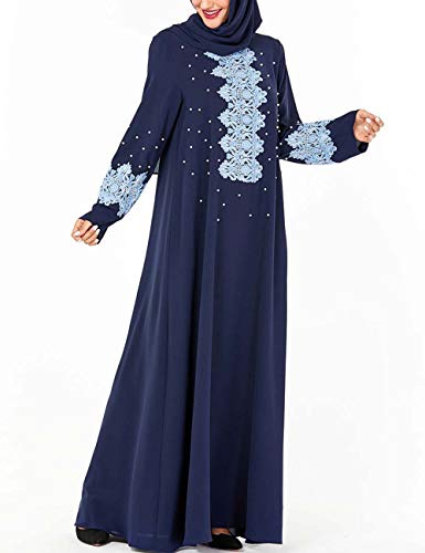 VHFIStj Kaftan Mujer Elegante Abaya Musulmana Dubai Turcos Marruecos Ropa Manga Larga Vestidos Casual Abaya Mujer