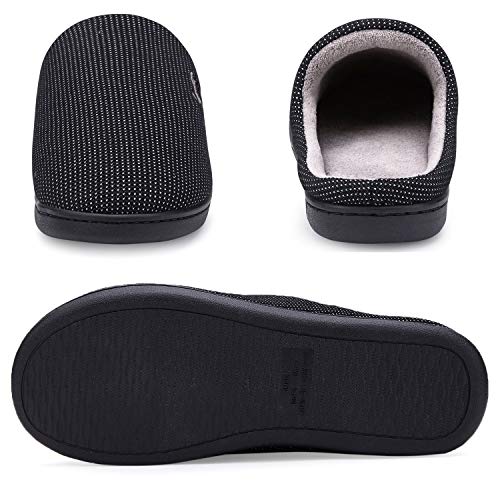 VIFUUR Hombre Zapatillas de casa Espuma de Memoria de Alta Densidad Cálido Interior Lana al Aire Libre Forro de Felpa Suela Antideslizante zapatosPunto Blanco/Gris 44/45