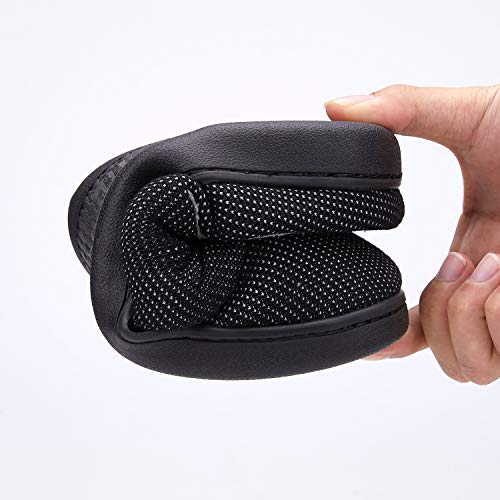 VIFUUR Hombre Zapatillas de casa Espuma de Memoria de Alta Densidad Cálido Interior Lana al Aire Libre Forro de Felpa Suela Antideslizante zapatosPunto Blanco/Gris 44/45