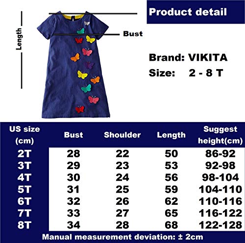VIKITA Vestido Floral Manga Corta Algodón Niñas 2-8 años JM6808 8T