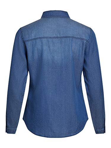 Vila Clothes Vibista Shirt-Noos Blusa, Azul (Dark Blue Denim Wash: Clean), 38 (Talla del Fabricante: Medium) para Mujer