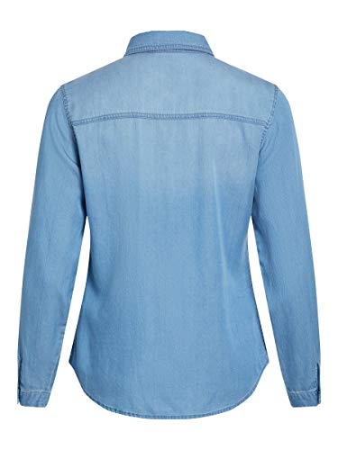Vila Clothes Vibista Shirt-Noos Blusa, Azul (Medium Blue Denim Wash: Clean), 38 (Talla del Fabricante: Medium) para Mujer