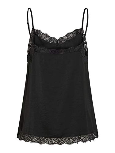 Vila Clothes Vicava Lace Singlet-Noos Camiseta sin Mangas, Negro (Black Black), 34 (Talla del Fabricante: X-Small) para Mujer