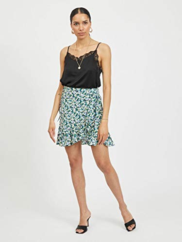 Vila Clothes Vicava Lace Singlet-Noos Camiseta sin Mangas, Negro (Black Black), 34 (Talla del Fabricante: X-Small) para Mujer