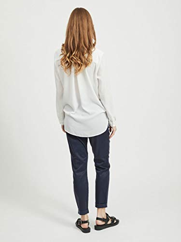 Vila Clothes Vilucy L/s Shirt-Noos Blusa, Blanco (Snow White Snow White), 36 (Talla del Fabricante: Small) para Mujer