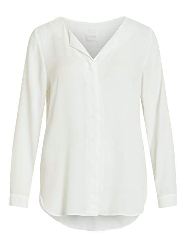 Vila Clothes Vilucy L/s Shirt-Noos Blusa, Blanco (Snow White Snow White), 36 (Talla del Fabricante: Small) para Mujer