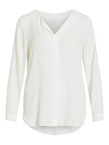 Vila Clothes Vilucy L/s Shirt-Noos Blusa, Blanco (Snow White Snow White), 42 (Talla del Fabricante: X-Large) para Mujer