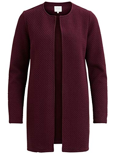 Vila Clothes Vinaja New Long Jacket-Noos Abrigo, Rojo (Winetasting Winetasting), 42 (Talla del Fabricante: Large) para Mujer