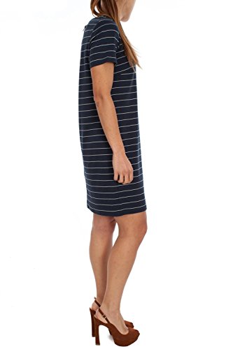 Vila Clothes Vitinny New S/s Dress-Noos Vestido, Azul (Total Eclipse Stripes: Snow White Version 4), 36 (Talla del Fabricante: X-Small) para Mujer