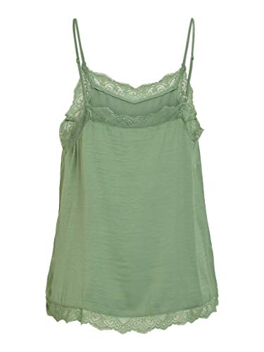 Vila Top de encaje para mujer con tirantes finos. verde XS