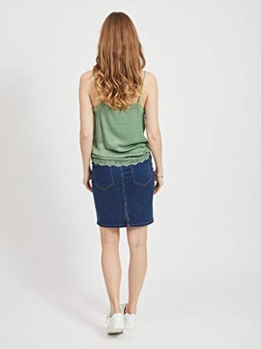 Vila Top de encaje para mujer con tirantes finos. verde XS