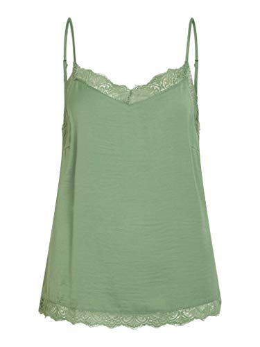 Vila Top de encaje para mujer con tirantes finos. verde XS