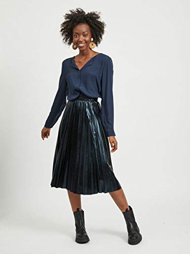 Vila Vilucy L/S Shirt-Noos, Blusa para Mujer, Azul (Total Eclipse Total Eclipse), 42 (Talla del fabricante: X-Large)