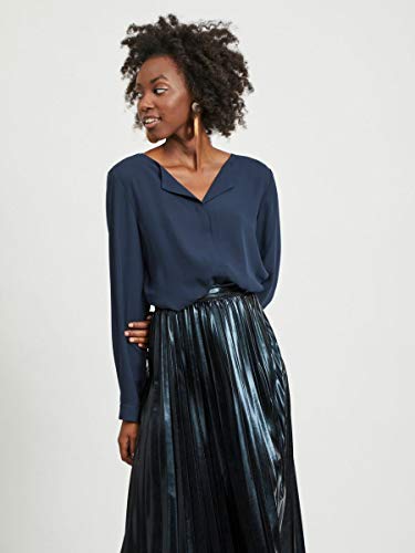 Vila Vilucy L/S Shirt-Noos, Blusa para Mujer, Azul (Total Eclipse Total Eclipse), 42 (Talla del fabricante: X-Large)