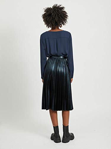 Vila Vilucy L/S Shirt-Noos, Blusa para Mujer, Azul (Total Eclipse Total Eclipse), 42 (Talla del fabricante: X-Large)