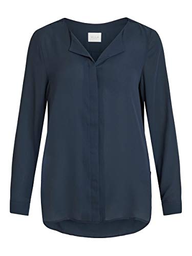 Vila Vilucy L/S Shirt-Noos, Blusa para Mujer, Azul (Total Eclipse Total Eclipse), 42 (Talla del fabricante: X-Large)