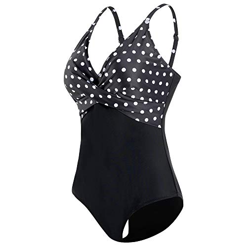 Viloree - Bañador de una pieza para mujer con escote en V, adelgazante Color negro. 44