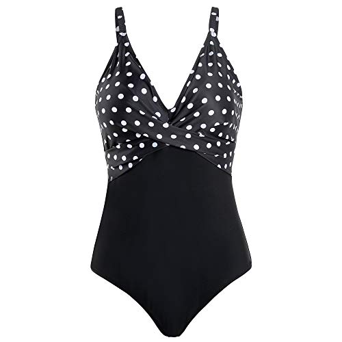 Viloree - Bañador de una pieza para mujer con escote en V, adelgazante Color negro. 44