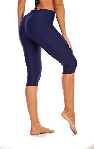 Viloree Leggings para mujer, pantalones cortos de 3/4 de pierna, bañador, bañador, protección UV, protección solar, deportes acuáticos azul 40