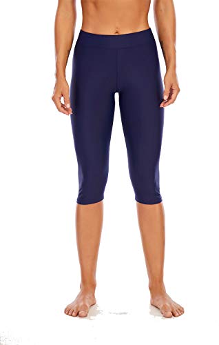 Viloree Leggings para mujer, pantalones cortos de 3/4 de pierna, bañador, bañador, protección UV, protección solar, deportes acuáticos azul 40