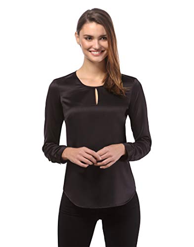 Vincenzo Boretti Blusa, Ajuste Ligeramente Entallado, Cuello Redondo Negro XS
