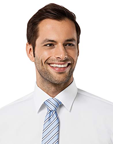 Vincenzo Boretti Camisa de Hombre, Corte Ajuste Recto (Regular-fit), 100% algodón, Manga-Larga, Cuello Kent, Lisa - no Necesita Plancha Blanco 41-42