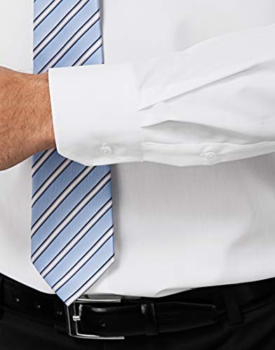 Vincenzo Boretti Camisa de Hombre, Corte Ajuste Recto (Regular-fit), 100% algodón, Manga-Larga, Cuello Kent, Lisa - no Necesita Plancha Blanco 41-42