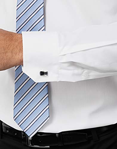 Vincenzo Boretti Camisa de Hombre, Corte Ajuste Recto (Regular-fit), 100% algodón, Manga-Larga, Cuello Kent, Lisa - no Necesita Plancha Blanco 41-42