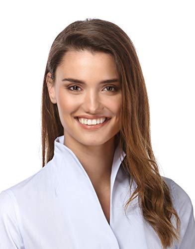 Vincenzo Boretti Camisa de Mujer, Corte Ligeramente más angosto, 100% algodón, Manga-Larga, Cuello cáliz, Lisa, fácil de Planchar, Elegante y clásica Azul Hielo 36