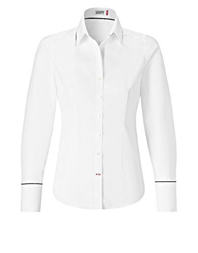 Vincenzo Boretti Camisa de Mujer, Corte Ligeramente más angosto, 100% algodón, Manga-Larga, Lisa, fácil de Planchar, Cuello Kent, Elegante y clásica Blanco 38