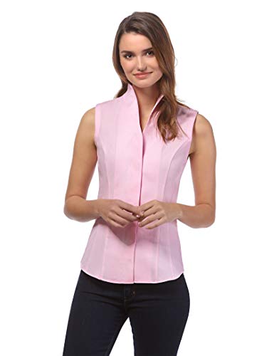 Vincenzo Boretti Camisa de Mujer Elegante, sin Manga, Corte Ligeramente más angosto, 100% algodón, Manga-Larga, Cuello cáliz, Lisa, fácil de Planchar Rosa Oscuro 38