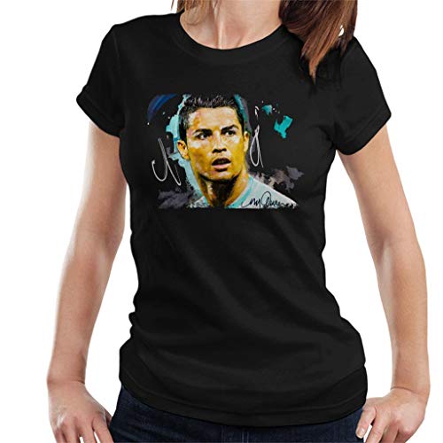 VINTRO - Camiseta de fútbol Cristiano Ronaldo para mujer, diseño de Sidney Maurer Negro Negro ( S