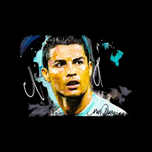 VINTRO Futbolista Cristiano Ronaldo - Chaleco para Mujer (Retrato Original por Sidney Maurer), Estampado profesionalmente Negro Negro (L
