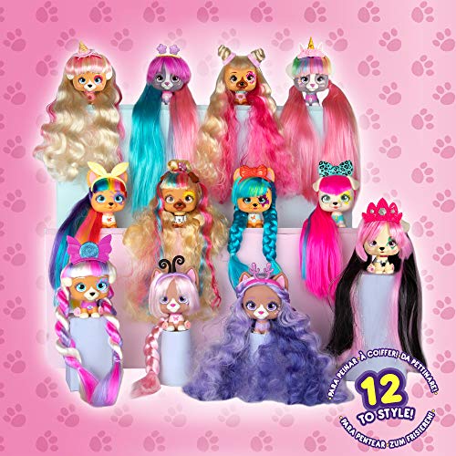 Vip Pets - Mini Muñecas Perritas coleccionables con pelo largo a peinar; para niñas a partir de 3 años