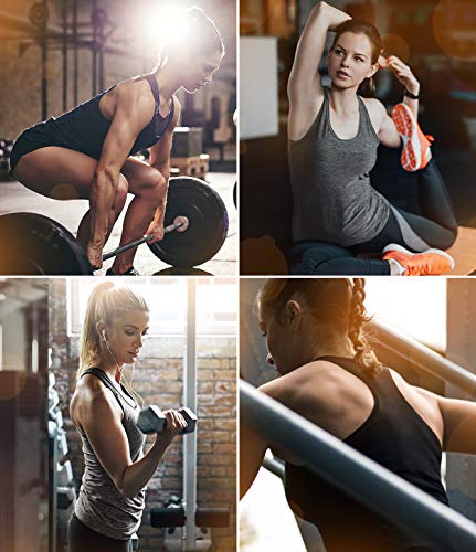 Vislivin Camiseta deportiva sin mangas para mujer, transpirable, con espalda cruzada, para yoga, 4 unidades Pack de 4 – negro/gris oscuro/azul oscuro/rojo vino 36-38