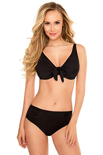 Vivisence Top De Bikini Sin Relleno Liso para Mujeres 3202, Negro,110D