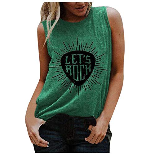 VJGOAL Camiseta sin Mangas Mujer Tank Top Deportivas Cuello Rredondo Camisetas de Tirantes Impresión de Cartas de Moda Casual de Verano Blusas de Chaleco sin Mangas Sueltas Vest