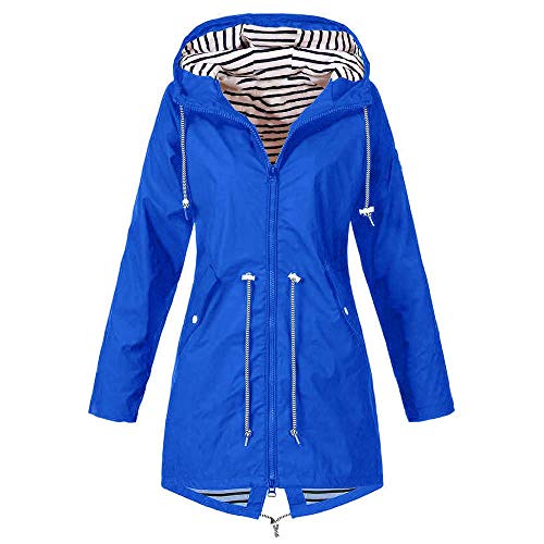 VJGOAL Chaqueta a Prueba de Lluvia de Color sólido para Mujer Chaquetas con Capucha a Prueba de Agua al Aire Libre Chaqueta Impermeable de Talla Grande Abrigo Protector Solar a Prueba de Viento